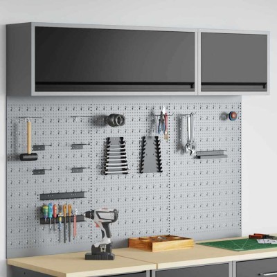Set dulap unelte &amp;amp; panou c&amp;acirc;rlige de perete, 5 piese negru metal foto
