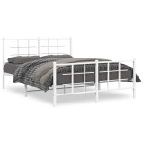 Cumpara ieftin Cadru de pat metalic cu tablie, alb, 135x190 cm
