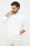 Adidas bluză bărbați, culoarea alb, cu glugă, cu imprimeu IW1206