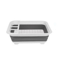 Uscator pliabil pentru vase cu suporturi pentru farfurii si pahare si 4 compartimente