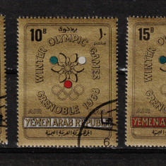 Timbre Arabia, Yemen, 1967 | Olimpiada de iarnă Grenoble 1968 - Embleme | aph