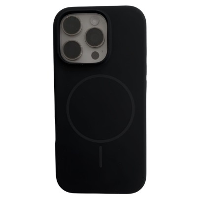 Husa Iphone 14 PRO cu MagSafe - Silicon, interior catifelat, design Minimalist, Negru Elegant Apple foto