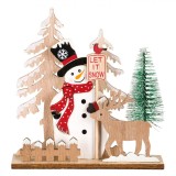 Figurina Craciun Lemn, Om de Zapada, Cerb si Brazi, Multicolor, 12.5x3.5x13cm