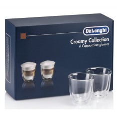 Set 6 pahare cappuccino De&amp;#039;Longhi Creamy Collection, 6x190ml, Sticla termorezistenta, Transparente