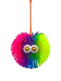 Jucarie Antistres Pompom Colorat Ochi Mari, Minge Moale Tepi Flexibili, Snur Agatat, Relaxare Senzoriala Copii Adulti