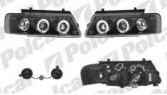 Set faruri tuning VW Passat Sedan+Combi (B5) 1997-2000 BestAutoVest partea Dreapta+Stanga, tip bec H1+H1, negru-transparent, fara motoras, cu pozitie foto