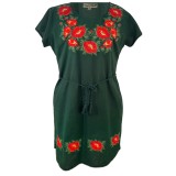 Rochie casual dama R777, verde/rosu , marime 3XL, verde/rosu