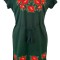 Rochie casual dama R777, verde/rosu , marime S, verde/rosu