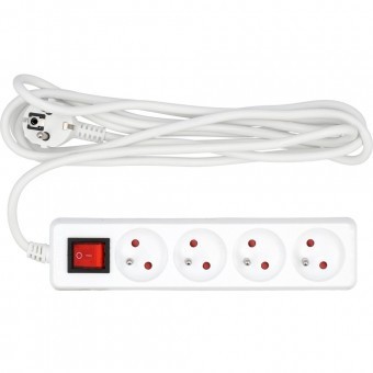 Prelungitor electric cu impamantare, Vorel, 4 prize, 3 m, Alb, Plastic, ON/OFF foto