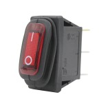 Intrerupator basculant rocker ON-OFF rosu, ermetic, SPST, 15A 250V AC, 34x17 mm, montaj panou, IP65, KCD3-101-03-RED