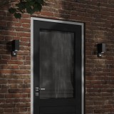 VidaXL Lămpi exterioare de perete senzori 2 buc. negru aluminiu turnat