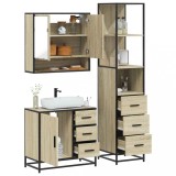 vidaXL Set mobilier de baie, 3 piese, stejar sonoma, lemn prelucrat 3301166