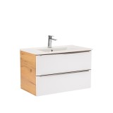 Dulap inferior Vario Trim 80 cu lavoar stejar-alb