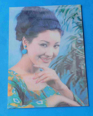 Carte postala veche 3 D - fata japoneza face cu ochiul strengareste foto