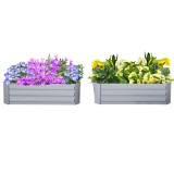 Outsunny Set de 2 Paturi pentru Legume &Icirc;nălțate, Jardiniere din Metal pentru Plante, Legume, Arbusti, 100x100x30cm, Gri | Aosom Romania