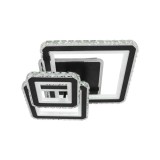 Lustra LED cu telecomanda si cristal NOVA QUADRIA RGB, 154W, 3 Patrate, lumina Rece/Calda/Neutra, Dimabila, Negru, Alessandro DESIGN