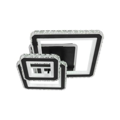 Lustra LED cu telecomanda si cristal NOVA QUADRIA RGB, 154W, 3 Patrate, lumina Rece/Calda/Neutra, Dimabila, Negru foto