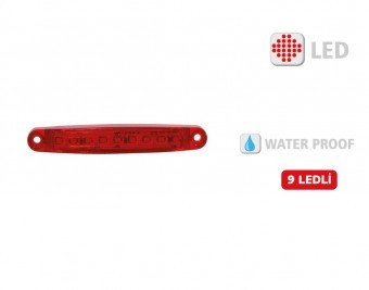 Lampa gabarit 9 led Rosu 12V-24V Slim foto