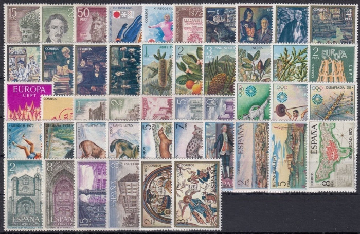 C5391 - Spania 1972 - anul complet timbre nestampilate Mnh