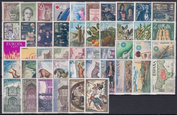 C5421 - Spania 1972 - anul complet,timbre nestampilate MNH