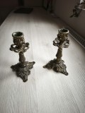 Set 2 sfesnice lumanari bronz, vintage