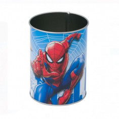 Suport metalic Spiderman pentru creioane si pixuri, 8x10 cm