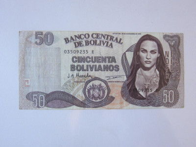 Bolivia 50 Bolivianos 1986 bancnotă fantezistă foto