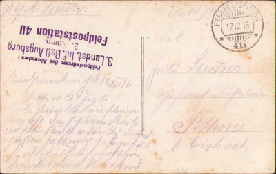 HST CP65 Carte poștală 1916 Feldpoststation 411 foto