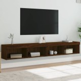 Cumpara ieftin Comode TV cu lumini LED, 2 buc., stejar maro, 100x30x30 cm