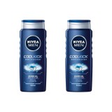 Set 2x Gel de dus Nivea Men Cool Kick pentru corp, fata si par, 500 ml