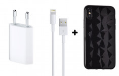 Set Adaptor original Foxconn cu cablu pentru iPhone 7, 8(4.6 )+CADOU Husa Prism Neagra foto