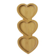 Platou din Lemn, 3 Inimioare, Maro, 33 cm, 525COF