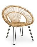 Cumpara ieftin Fotoliu cu picioare fier negru si rattan natur Esteban 83 cm x 64 cm x 89 h