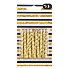 Set Lum&acirc;nări Spiralate, 6 cm, 10 Bucăți, Auriu