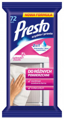 Servetele Umede Pentru Suprafete Din Plastic Sau Laminate, 72 Buc/pachet, Presto - Efect Antistatic foto