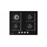 Plita incorporabila Fram FBH-M4IWF-GBK, Gaz, 4 arzatoare, Gratar fonta, Wok, Aprindere electrica, Dispozitiv de siguranta, 60 cm, Sticla neagra