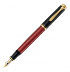 Stilou Pelikan, Souveran M600 F, penita aur 14K, accesorii placate cu aur, corp negru-ro?u foto