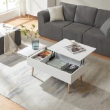 Masa de cafea cu spatiu de depozitare Flesen 92x52x41 cm, alba