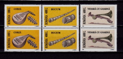 RO 2003 LP 1619 &amp;quot;Instrumente muzicale populare&amp;quot; , serie pereche V, MNH foto
