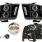 Set faruri tuning FORD MUSTANG, 09.2004-02.2009, Taiwan, partea stanga+dreapta, Tip=USA; tip bec H1+H1; manual; negru, transparent; Omologare: SAE;