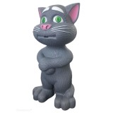 Jucarie Pisica Talking Tom, Interactiva, Functii Tactile, Inregistrare, Vorbire, Cantece, Povesti, Gri, 20cm