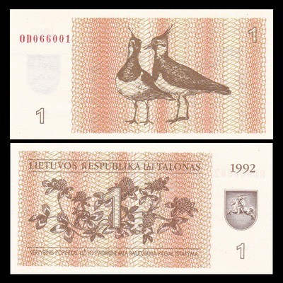 Lituania 1992 - 1 talonas UNC