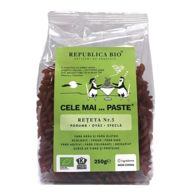 Paste Eco Fara Gluten din Porumb Ovaz Sfecla Reteta nr. 5 250 grame Republica Bio foto