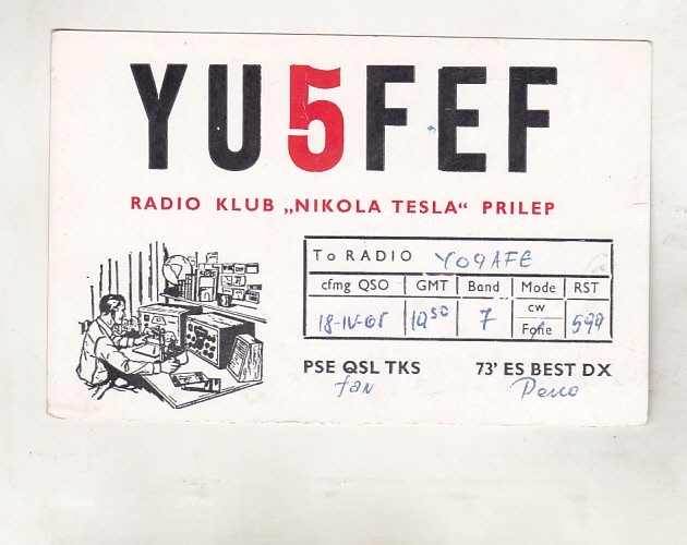 bnk cp Iugoslavia Macedonia - QSL - Prilep 1965
