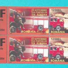 TIMBRE ROMANIA 2004 L.P.1654 a POMPIERII BLOC 2 SERII +4 VINIETE MNH