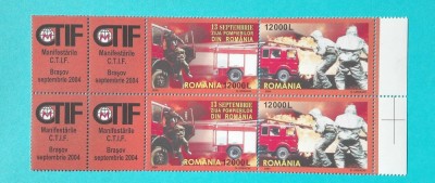 TIMBRE ROMANIA 2004 L.P.1654 a POMPIERII BLOC 2 SERII +4 VINIETE MNH foto