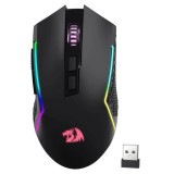 Mouse gaming wireless si bluetooth Redragon Trident RGB negru iluminare RGB