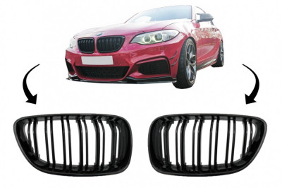 Grile Centrale compatibil cu BMW 2 Series F22 F23 F87 (2014-up) Negru Lucios M Design FGBMF22DPB foto