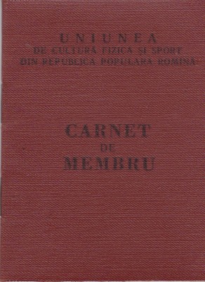 AMS @ - CARNET DE MEMBRU - UNIUNEA DE CULTURĂ FIZICĂ ȘI SPORT, RPR, 1958, SAVENI, SUCEAVA foto