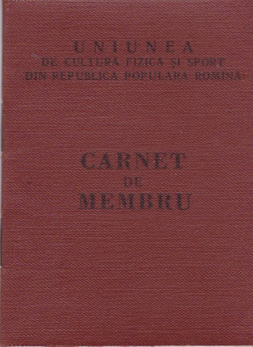 AMS @ - CARNET DE MEMBRU - UNIUNEA DE CULTURĂ FIZICĂ ȘI SPORT, RPR, 1958, SAVENI, SUCEAVA